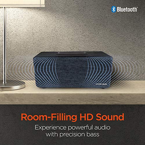 HyperGear Portable Bluetooth Wireless Fabric Speaker with Powerful Loud HD Stereo Sound, Built-in Mic to Take Calls, Stream Music Indoor, Outdoor & More [Black]