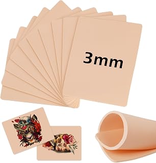 Premium Fake Skin 3MM - Jconly 10Pcs Thick Tattoo Skin for Practice, Double Sides 8×6 in Soft Silicone Practice Skin for Beginners and Tattoo Artists, Quality Tattoo Skin