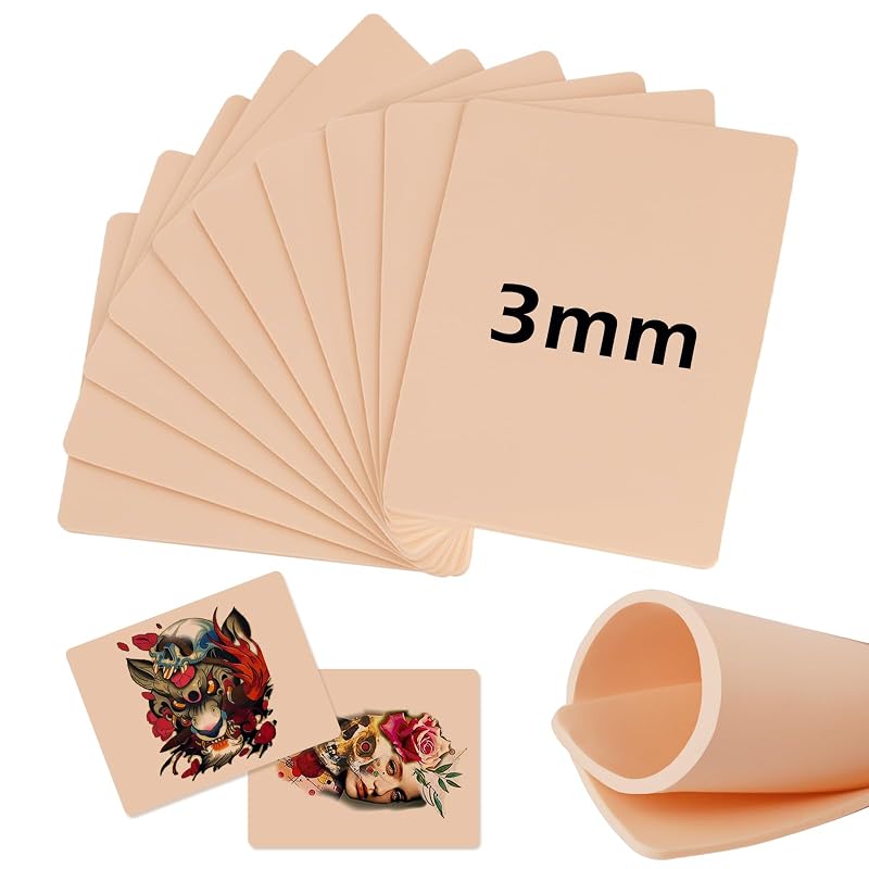 Pele sintética para prática de tatuagem Jconly, silicone macio de 3 mm, dupla face, 10 unidades