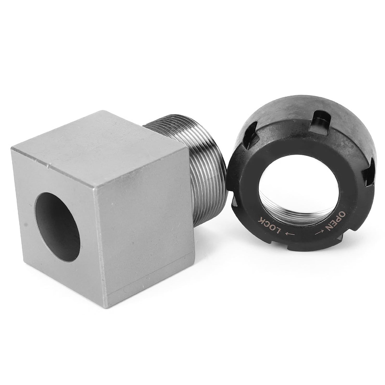 ER32 Spannzangenblock, Spannzangenhalter für Drehmaschine, Fräsmaschine, Graviermaschine, stehend verwendbar, Durchgangsloch, Stahl, Sechskant/quadratisch optional (Quadrat)