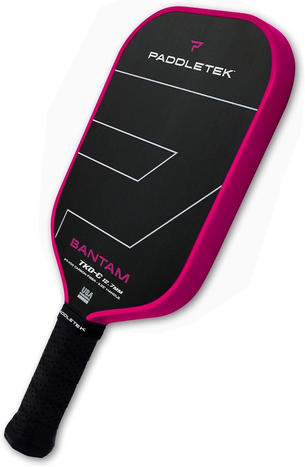 Paddletek Bantam TKO-C 12.7mm Pickleball Paddles with Polymer Honeycomb Core - Unidirectional Carbon Fiber – Torsional Weighting & High Tack Performance Grip - USAPA Approved - 5.25 Inch Handle