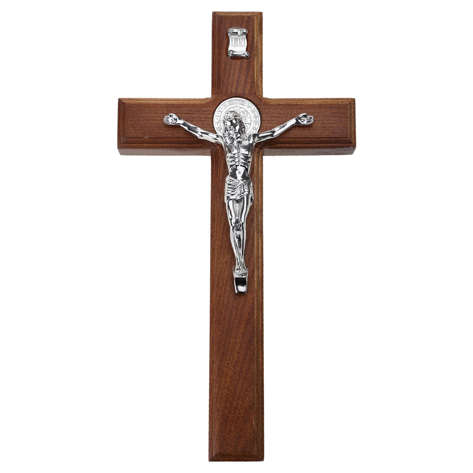 Crucifix Mural En Bois Massif Catholique - Croix De Prière Pour Maison Bureau 30 Cm
