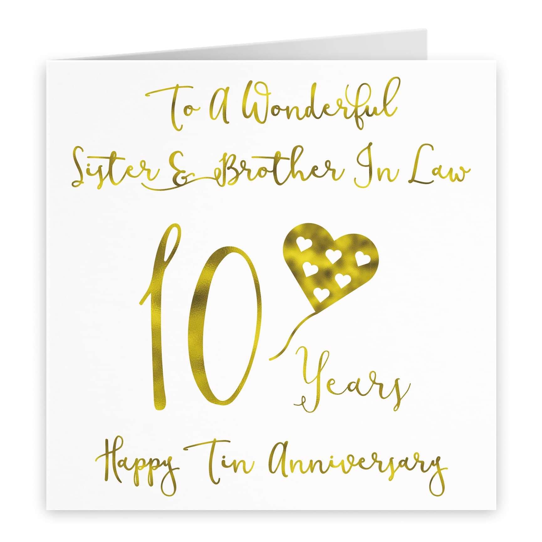 Hunts England, Sister And Brother In Law 10th Anniversary Card, To A Wonderful Sister & Brother In Law, 10 Years - Image 2
