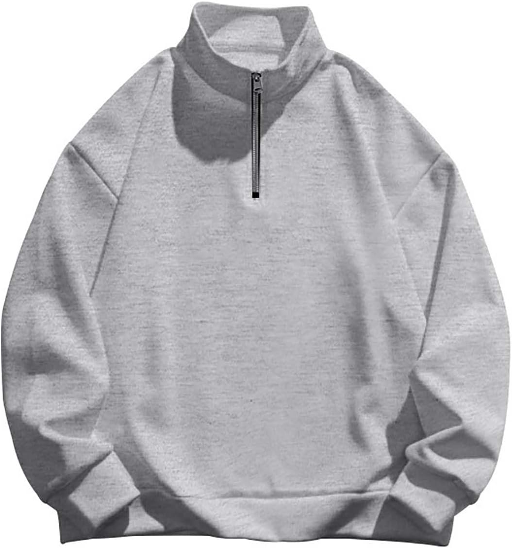Ymosrh Men's Fashion Work Sweatshirts Quarter Zip Pullover Long Sleeve Athletic Workout Shirts Golf Polo Sweater, S-3XL
