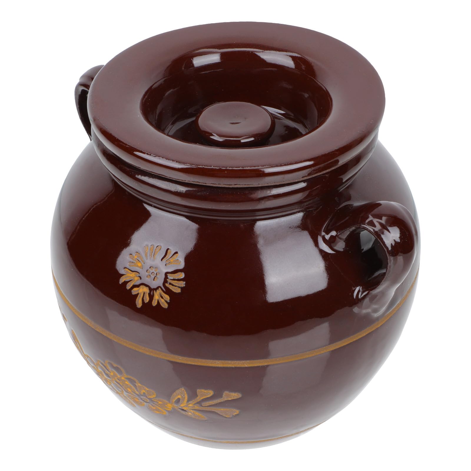 ABOOFAN Tarro de Cerámica para Pepinillos 2kg Marrón, Recipiente Sellado