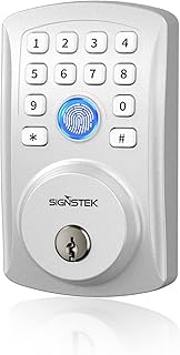 Signstek Fingerprint Door Lock, Keyless Entry Door Lock, Electronic Keypad Deadbolt, Anti-Peeking Password, Security Lock for Front Door, Auto Lock- Matte Black