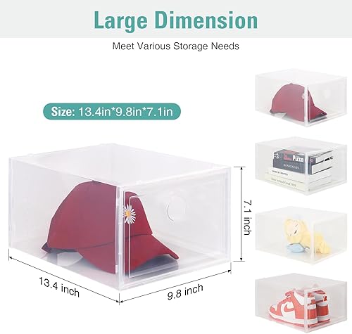 Miniatura 2 de Paquete de 8 cajas organizadoras de sombreros para béisbol, almacenamiento de sombreros de plástico transparente de tamaño XL, organizador de