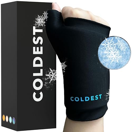 Coldest Thumb Wrist Ice Pack 360  Soporte ajustable para la mano y paquete de gel reutilizable, terapia de frío caliente para aliviar el dolor del