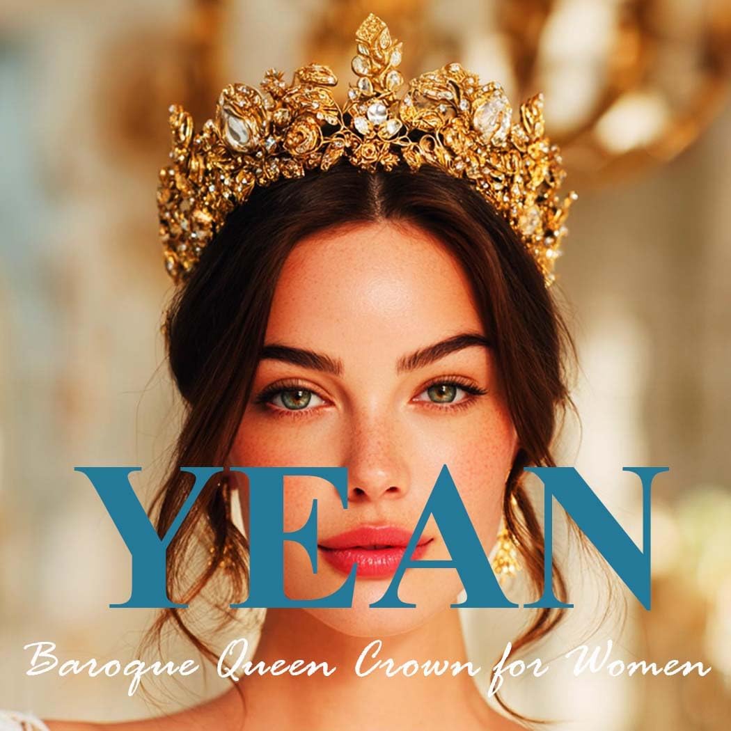 Yean LED Baroque Rhinestone Crowns and Tiaras Ligth Up Gold Bridal Queen Crown Crystal Wedding Party Tiara Headband for Women - Image 5