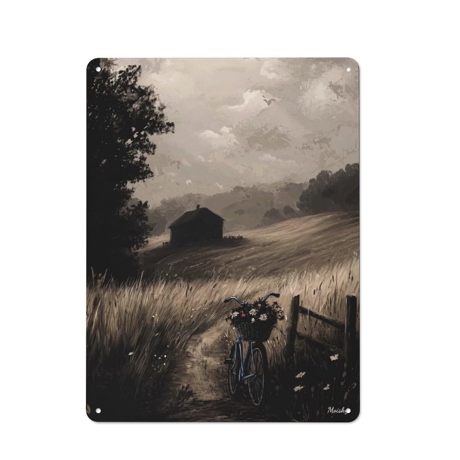 Junmoney Vintage Countryside Escape – Serene Rural Lan Dscape Vintage Metal Sign 40X30cm For Café Or Restaurant, Suited To Restaurant Decor Fans