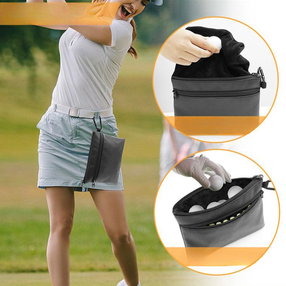 Oaygat Golf Bag Set Golf Mallet Putter Cover and Golf Ball Pouch Tees Holder Valuable Zipper Handbag Golf Pocket Pouch with Clip Hook Golf Accessory Pouch Golf Head Cover Golf Club Protector Leather - Image 3