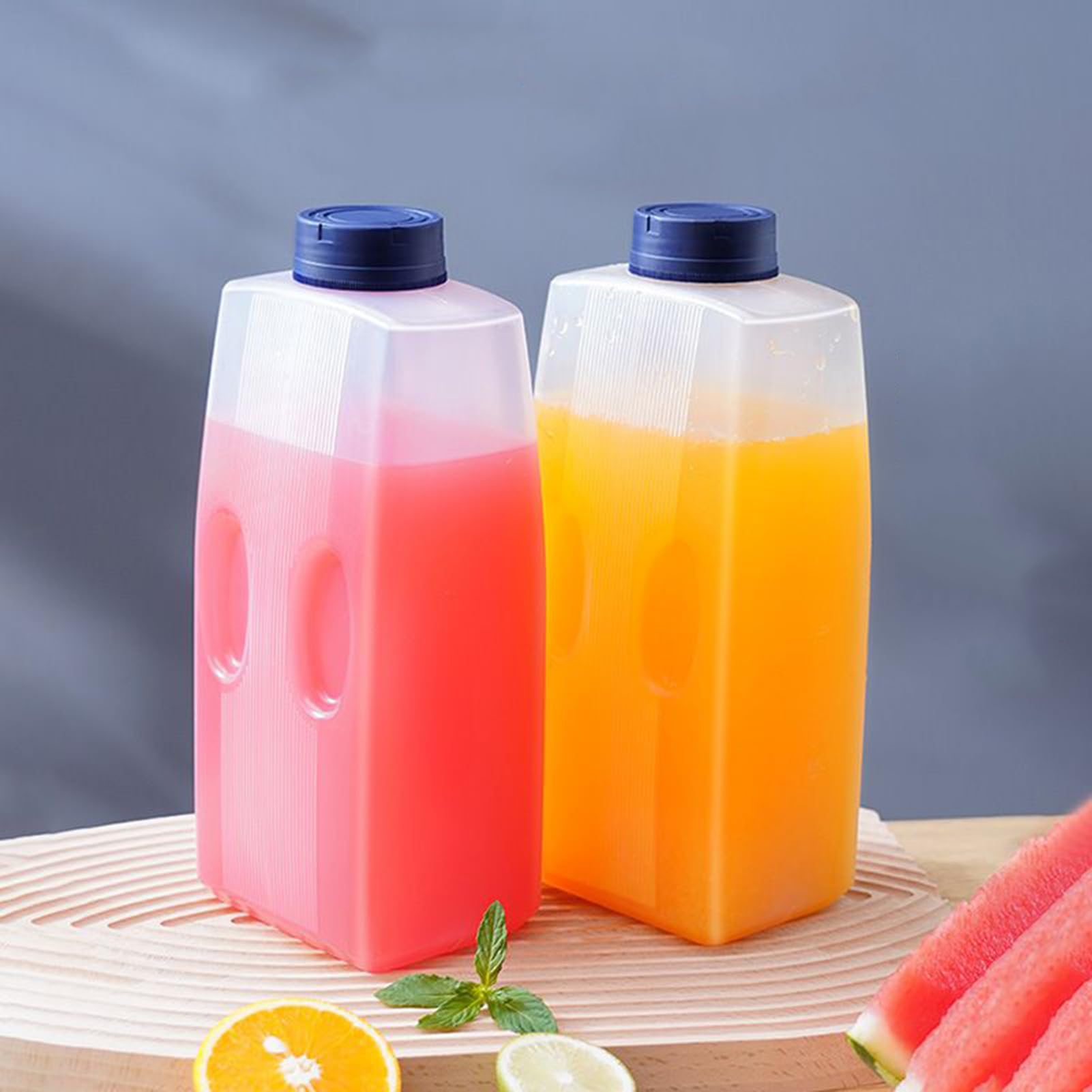 Bouteilles de jus en plastique transparent - Contenants de boissons réutilisables vides empilables