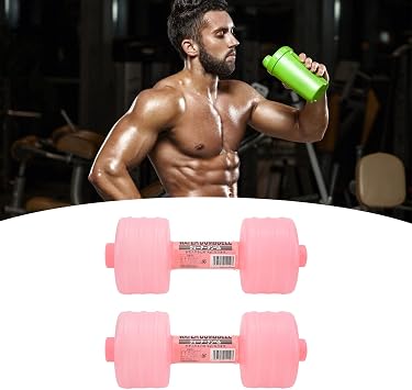 NFNSIG 2PCS Water Filled Dumbbells, Weight Dumbbells, Adjustable Water Dumbbells, Portable Travel Dumbbells, Body Shaping Gym Equipment for Home Office Muscle Building Strength BuildingPink