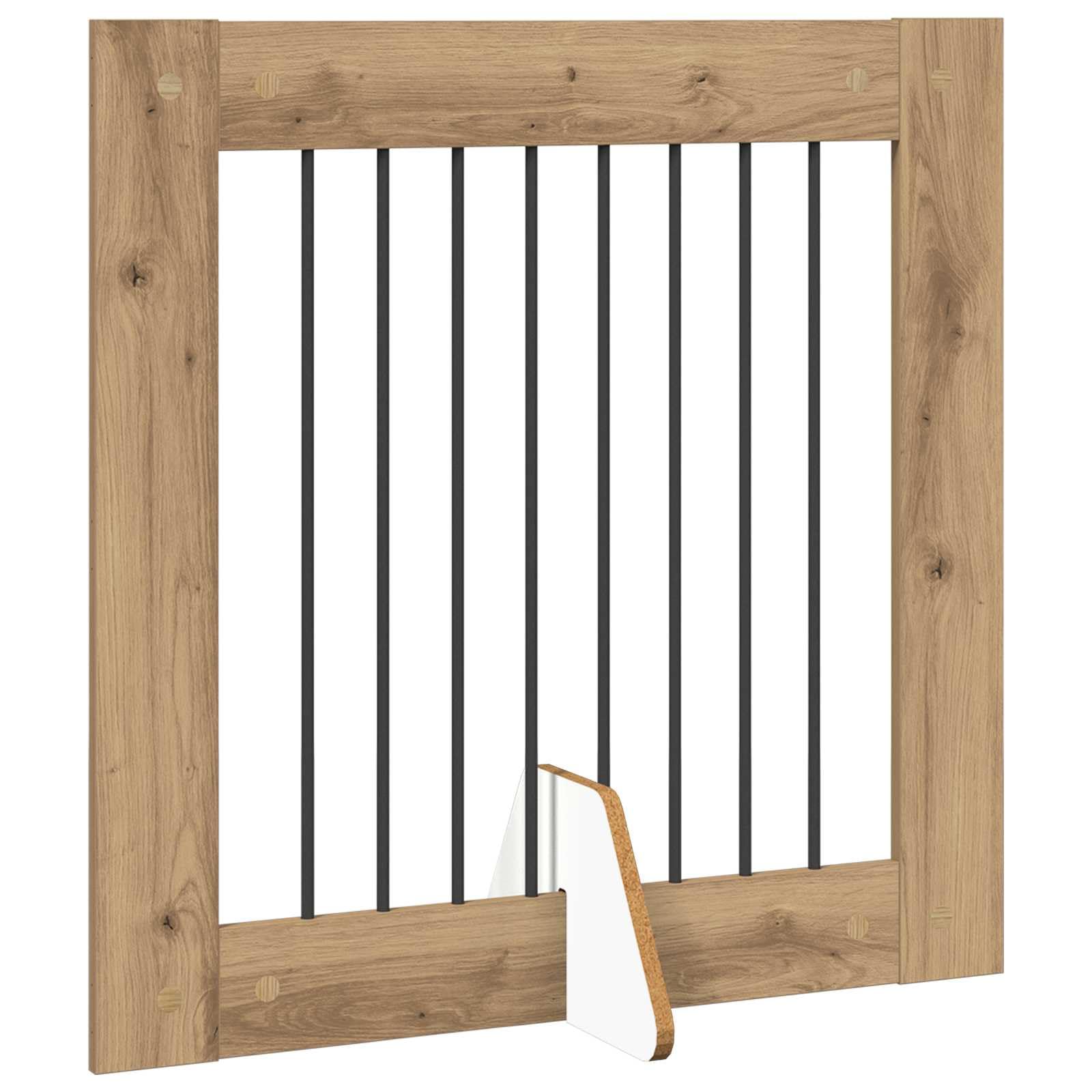 Portería para perros con soporte de metal y roble Artisan, 2 unidades, 80 x 80 cm, plegable, portátil, para interior, protección de seguridad, entrenamiento y separación de cachorros y perros
