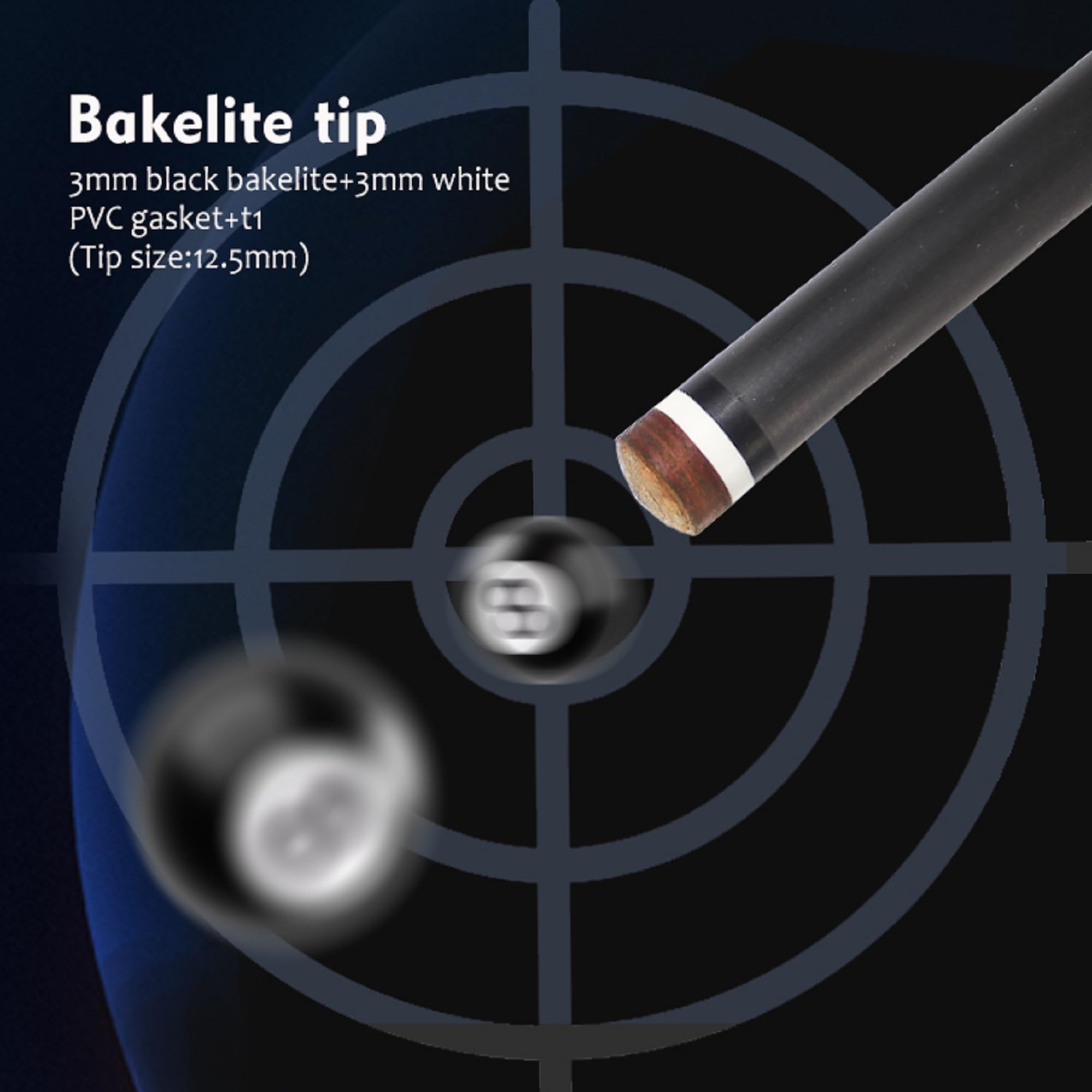 Queue De Billard KHEALING 1/2 En Carbone T700 – 147cm, Pointe Cuir Porc, Précision Garantie