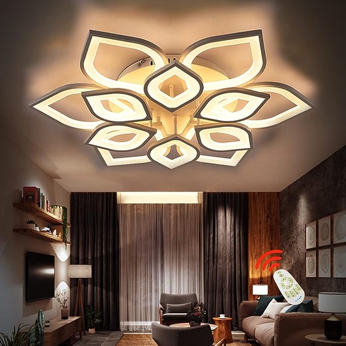 UZOURI LED Plafondlamp met Afstandsbediening Dimbaar Wit Acryl Bloemblaadjes Slaapkamer Woonkamer Kinderkroonluchter
