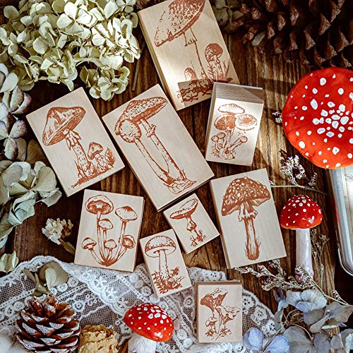 image for Wooden Mushroom Scrapbook Stamp, Doraking Creative Vintage Mushroom Sh