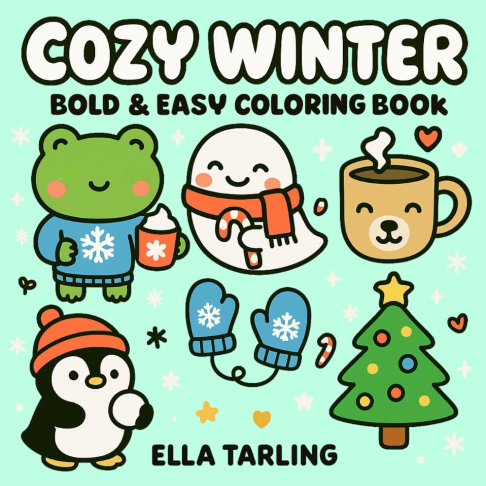 Cozy Winter – Bold & Easy Coloring Book: 40 Cute & Simple Designs for Kids & Adults (Cozy Seasons – Bold & Easy Coloring Books for Kids & Adults)