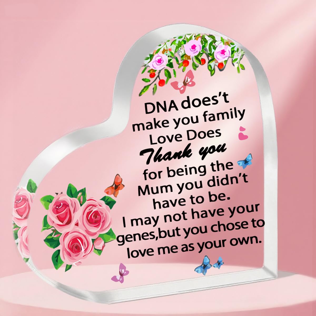 Tovii For Stepmum​ Step Mum Gifts Step Mum Acrylic Heart Plaque Christmas Birthday Mother’s Day Gifts For Step Mum Mother In Law Stepmother Present From Daughter Son Kids