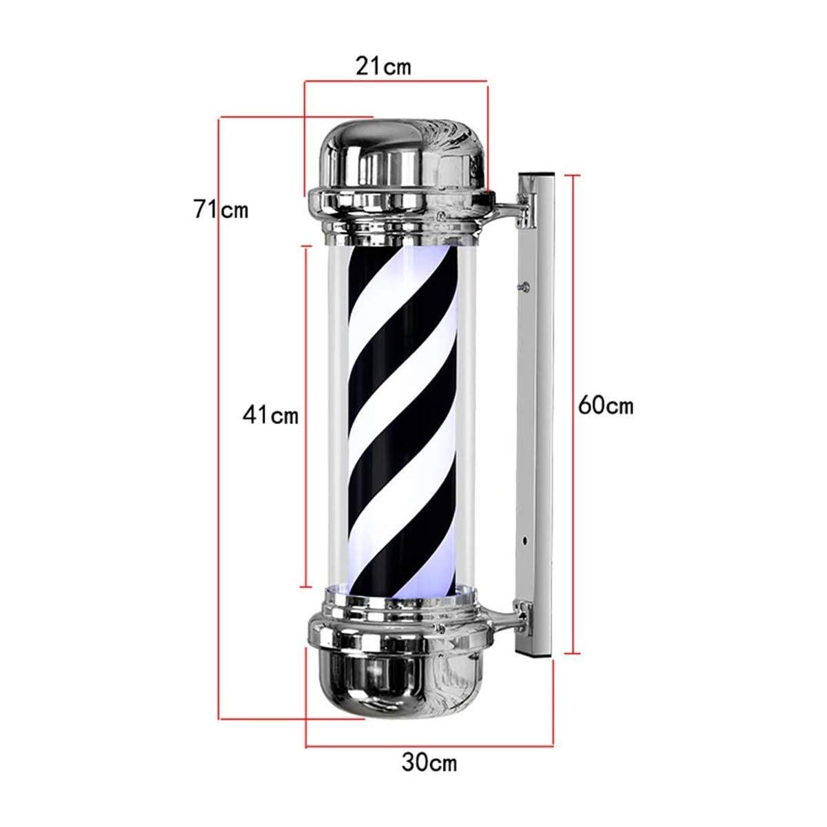 73CM LED Barber Pole 38CM Bianco Nero Rotante Strisce illuminanti Luce Impermeabile Parrucchiere Negozio Segno Lampada da Parete