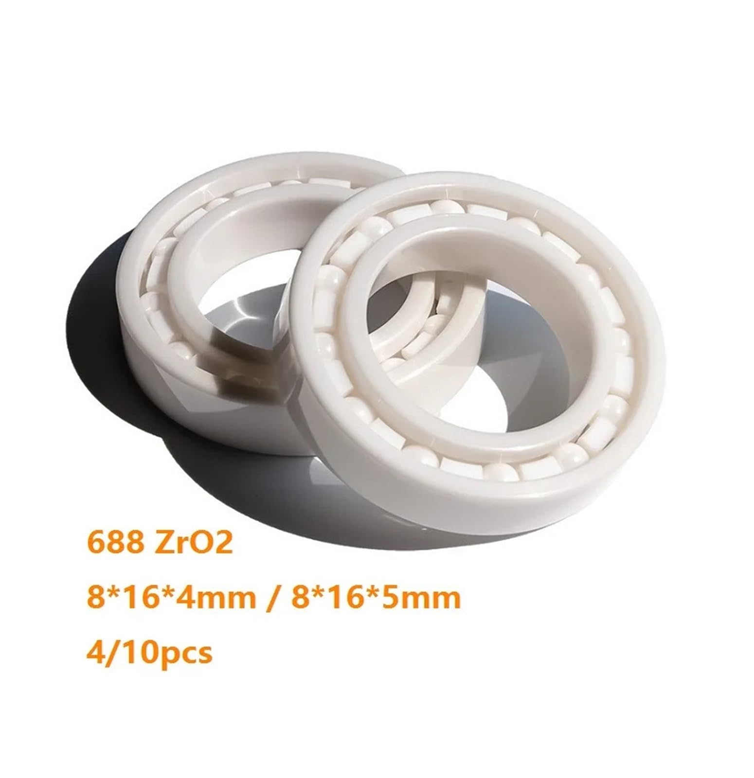 Łożyska kulkowe poprzeczne Premium 688 w całości ceramiczne — 8x16x4 mm i 8x16x5 mm — zestaw 4/10 do robotyki, deskorolek i nie tylko(4pcsx8x16x4mm)