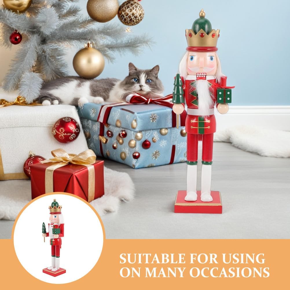Cabilock Christmas Nutcrackers Figure: Wooden Nutcracker Ornament with Stable Base - Festive Soldier Figurine for Tree Table & Mantel