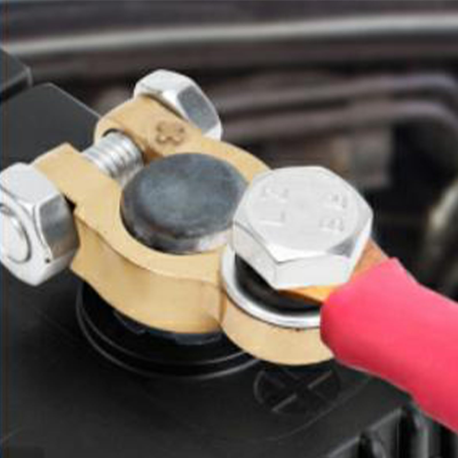 Terminali Batterie Auto 2 Pezzi, Connettori Terminali Batteria, Morsetti Connettori Auto In Ottone Positivi e Negativi,Vite Singola M10 Grande Corrente 300A per Camion Automobili