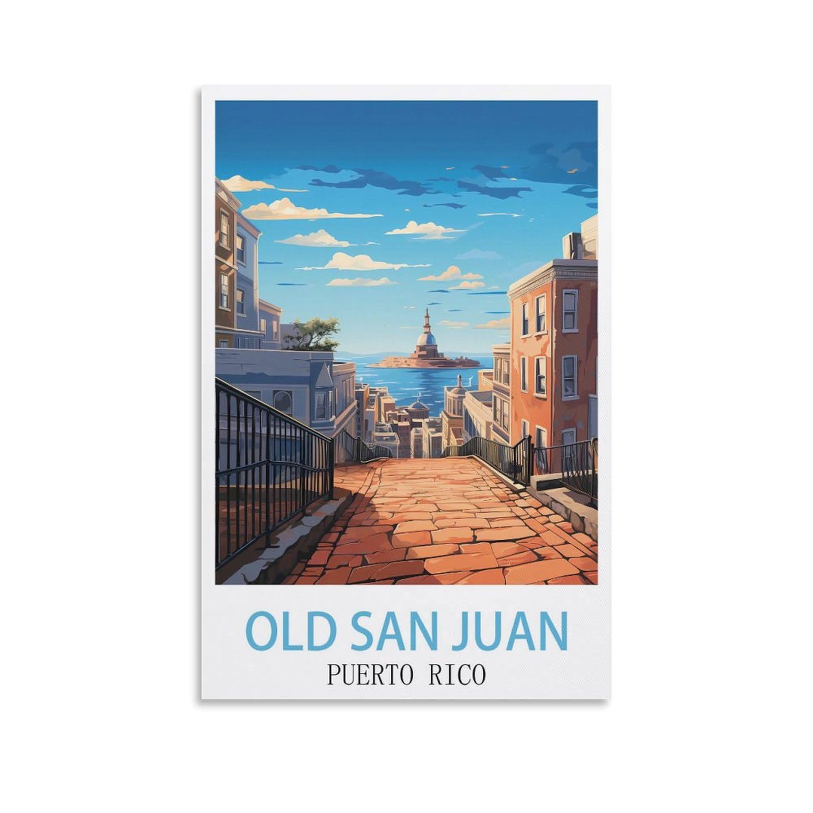 Metal Bar Signs Vintage Travel Tin Signs Metal Poster Wall Decor Office Cafe Bathroom Badroom Old San Juan Puerto Rico Posters 30x40cm