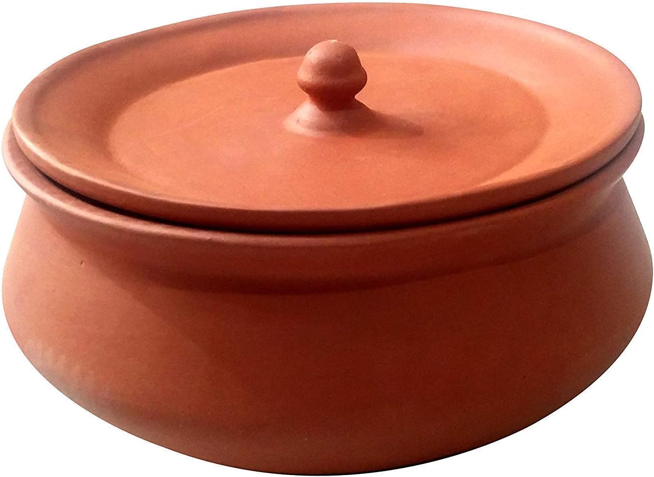 HEALTHYINDIA - Organic Terracotta Clay Curd Pot with Lid (Brown, 1 LTR)