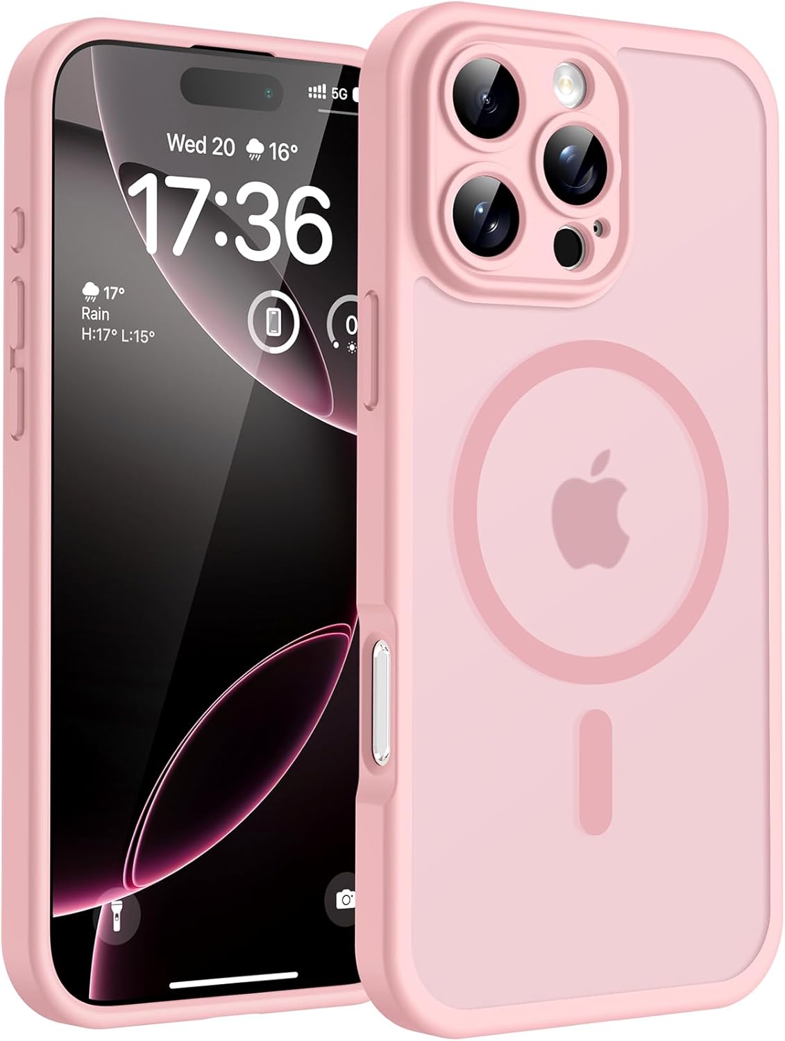 TOCOL Magnetic for iPhone 16 Pro Case, Upgraded Full Camera Protection, Compatible with Magsafe, Drop Protection, Translucent Matte Back Bumper for iPhone 16 Pro 6.3-Inch (Light Pink)
