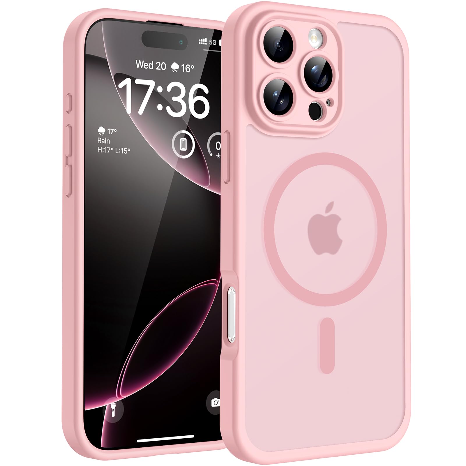 TOCOL Cover Magnetica per iPhone 16 Pro Max 6,9 Pollic, Compatibile con MagSafe, Protezione Fotocamera Integrata, Custodia Antiurto Traslucida Opaca, Rosa Chiaro