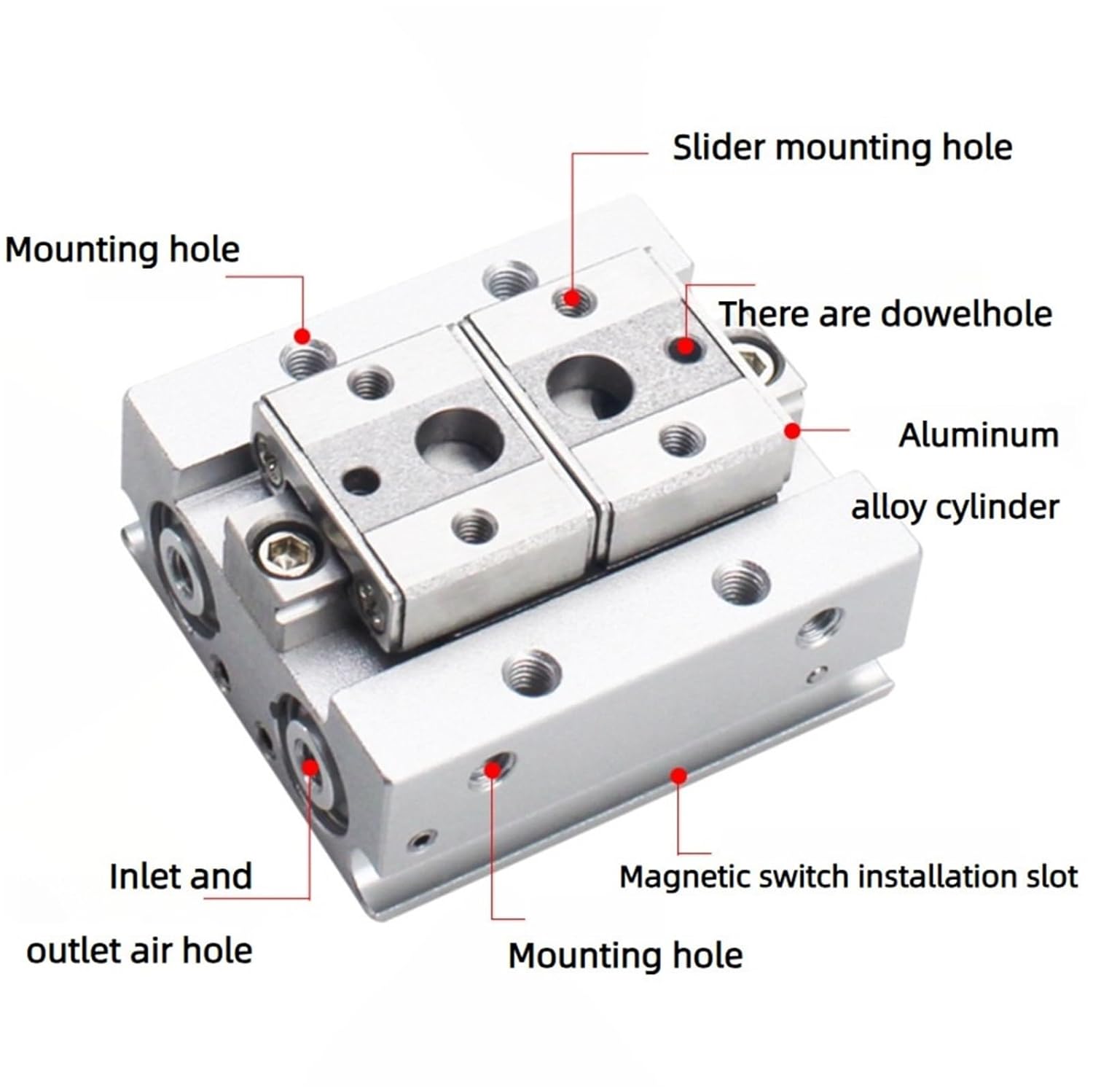 1pcs Pneumatic Thin Parallel Finger Slide Rail Cylinder MHF2-8D/12D/16D/20D/D1/D2(MHF2-16D2)