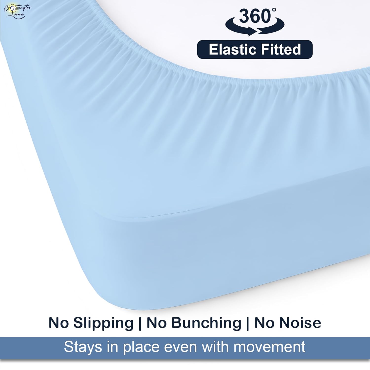 Cottington Lane Split King Fitted Sheets for Adjustable Beds, Premium Hotel Quality Brushed Microfiber 15 Inch Deep Pocket 2 Twin XL 39 x 80 Bottom Sheets Only, Ultra Soft & Breathable, Light Blue