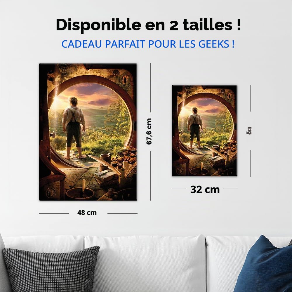 Displate Affiche Métallique Le Seigneur des Anneaux - Middle-Earth - The Hobbit Unexpected Journey - Déco Maison Chambre - Cadeau - Decoration Murale Salon Metal Poster 32 cm x 45 cm
