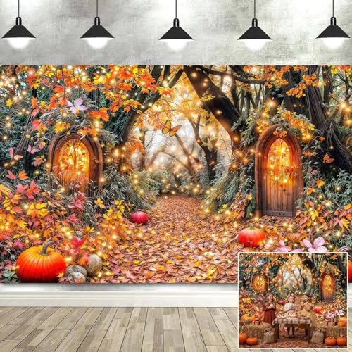 10X8ft Enchanted Forest Autumn Backdrop Fairy Tale Magic Fall Garden