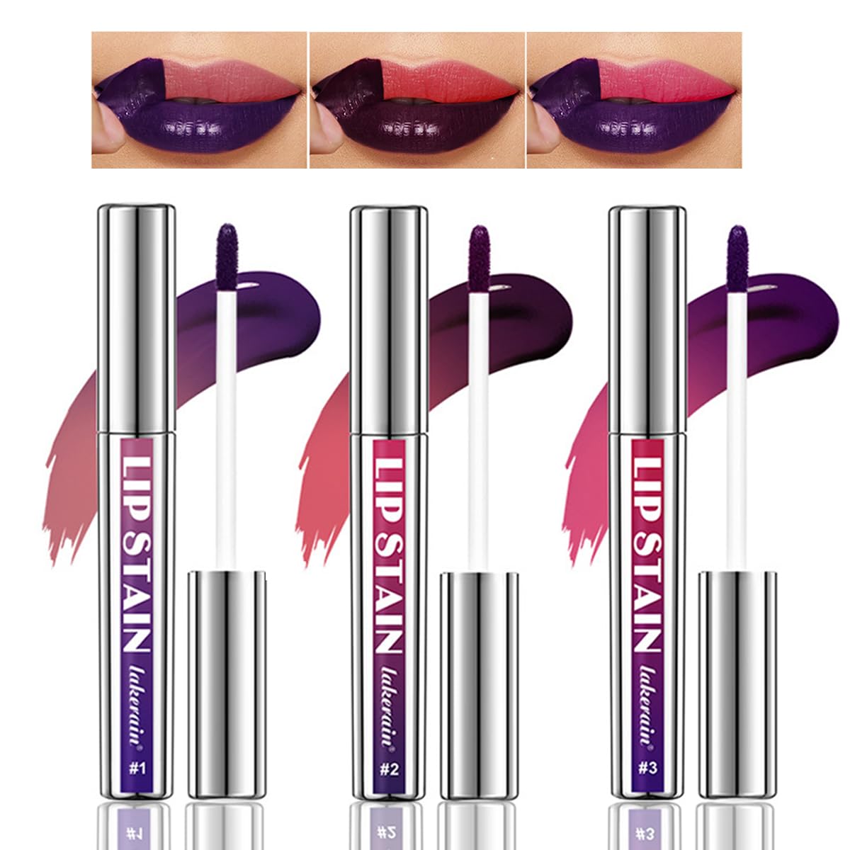 3PCS Peel Off Lip Lipstick Set,Peel Off Lip Liner Stain,Long Lasting and Waterproof Peel Off Lip Stain,Highly Pigmented,Matte Finsh,Detachable Lip Pencil Liner Lipstick