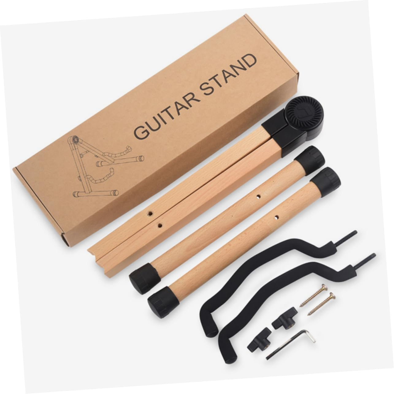 HANABASS Supporto per Chitarra in Legno Pieghevole Stand da Pavimento per Chitarra Acustica Classica ed Elettrica