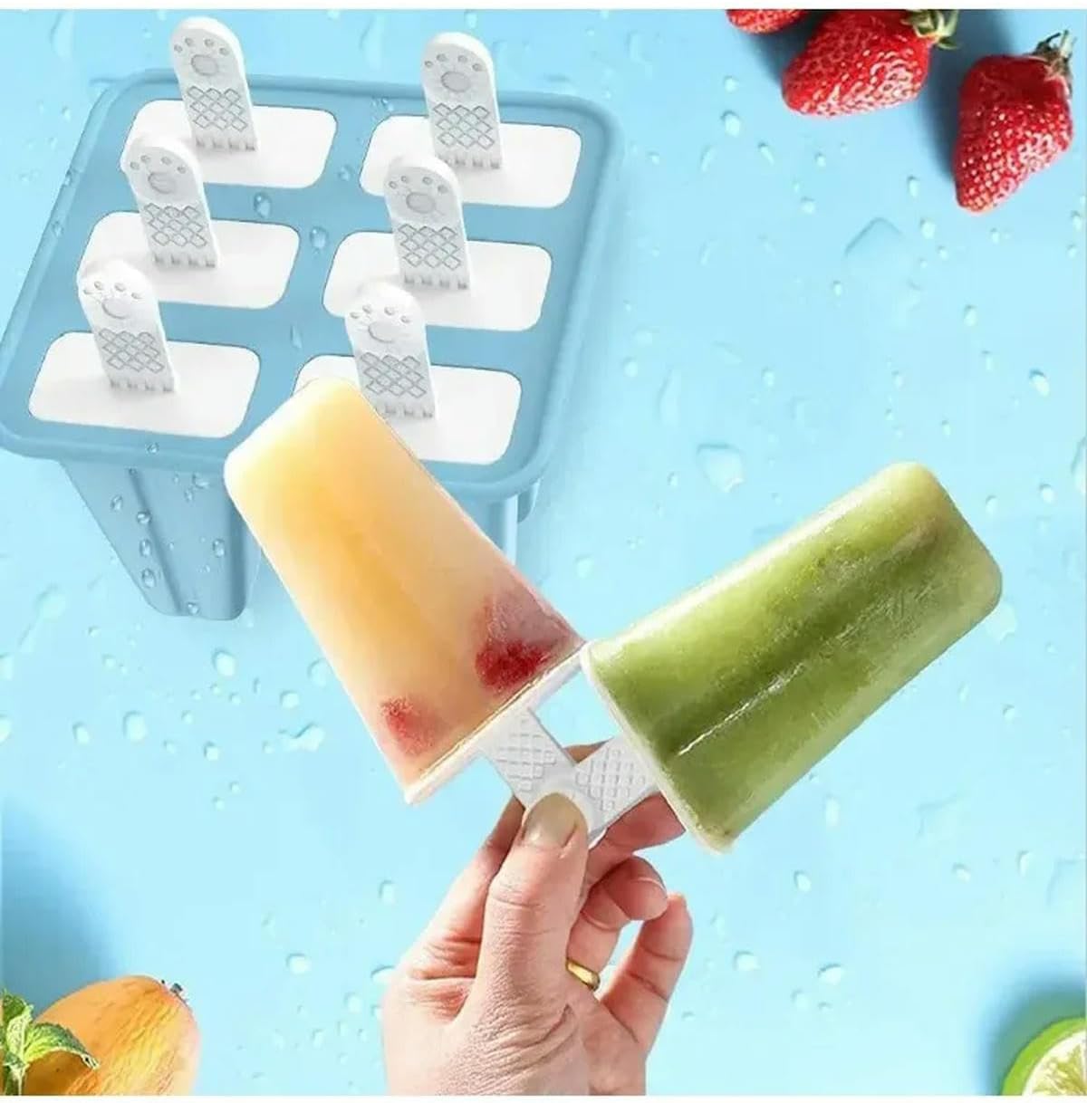 6Pcs Popsicle Molds Silicone Ice Pop Easy Release Popsicle Mold-Yellow