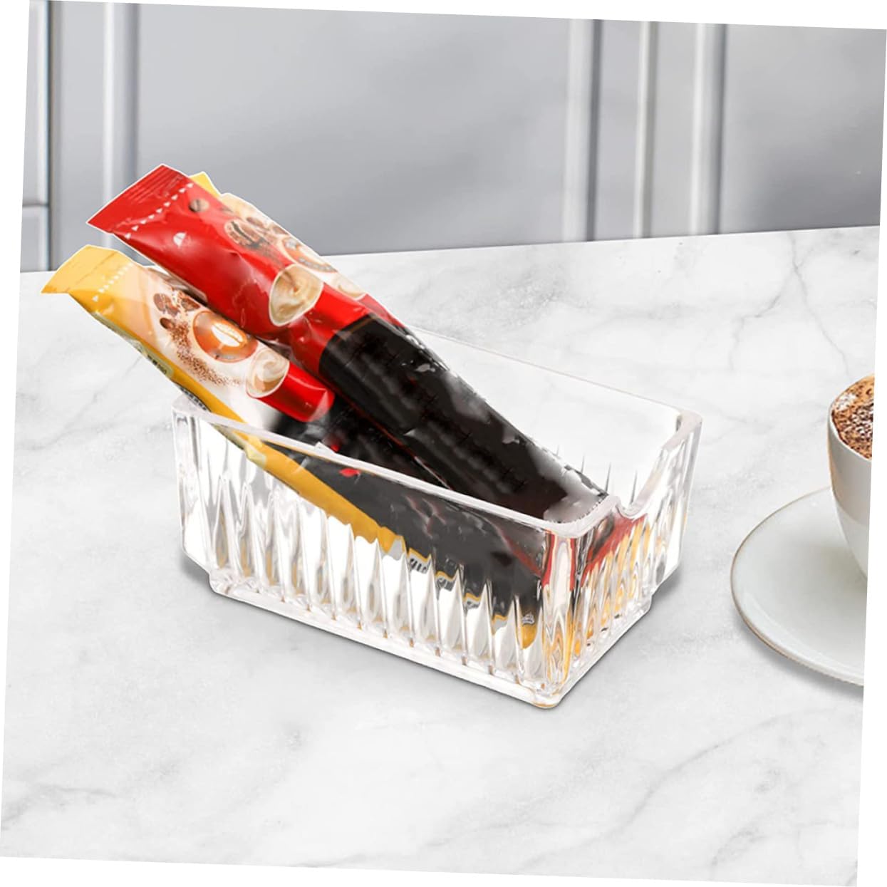 SOLUSTRE 4pcs Multi-function Acrylic Storage Boxes Sugar Bag Case Office Organizers