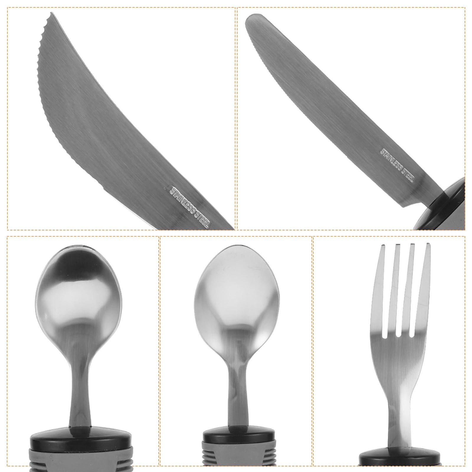 Vajilla Antivibración Para Personas Mayores Incluye Cuchara y Tenedor Adaptables Cubiertos Portátiles Para Uso Casa o Restaurante