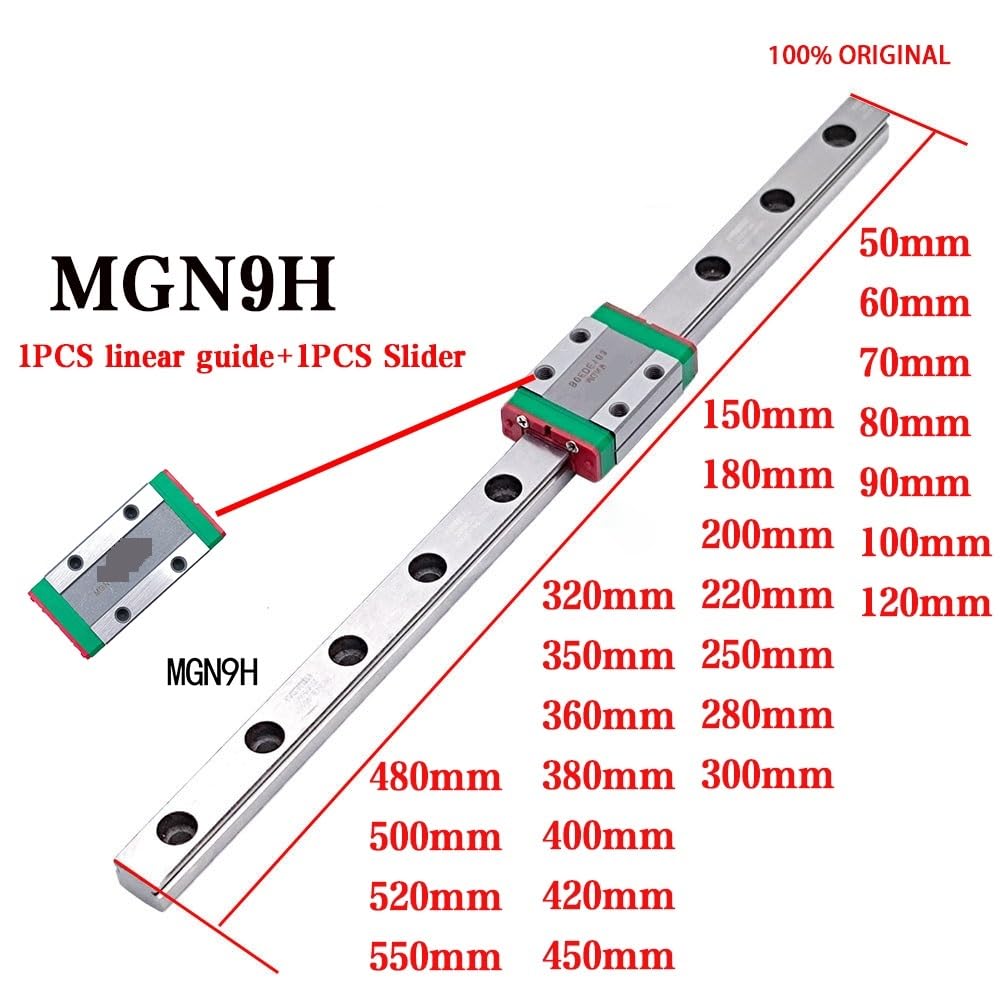 Prowadnica liniowa + wózek blokowy MGN7C MGN9C MGN12C MGN15C MGN7H MGN9H MGN12H MGN15H Niestandardowa drukarka 3D (MGN9H, 150 mm)