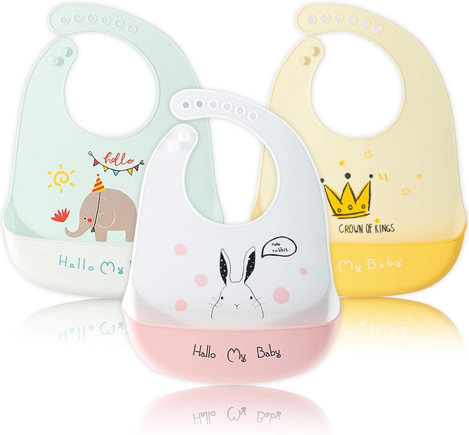 Baby Bibs Silicone Waterproof Feeding Bibs for Babies Easy Clean Soft