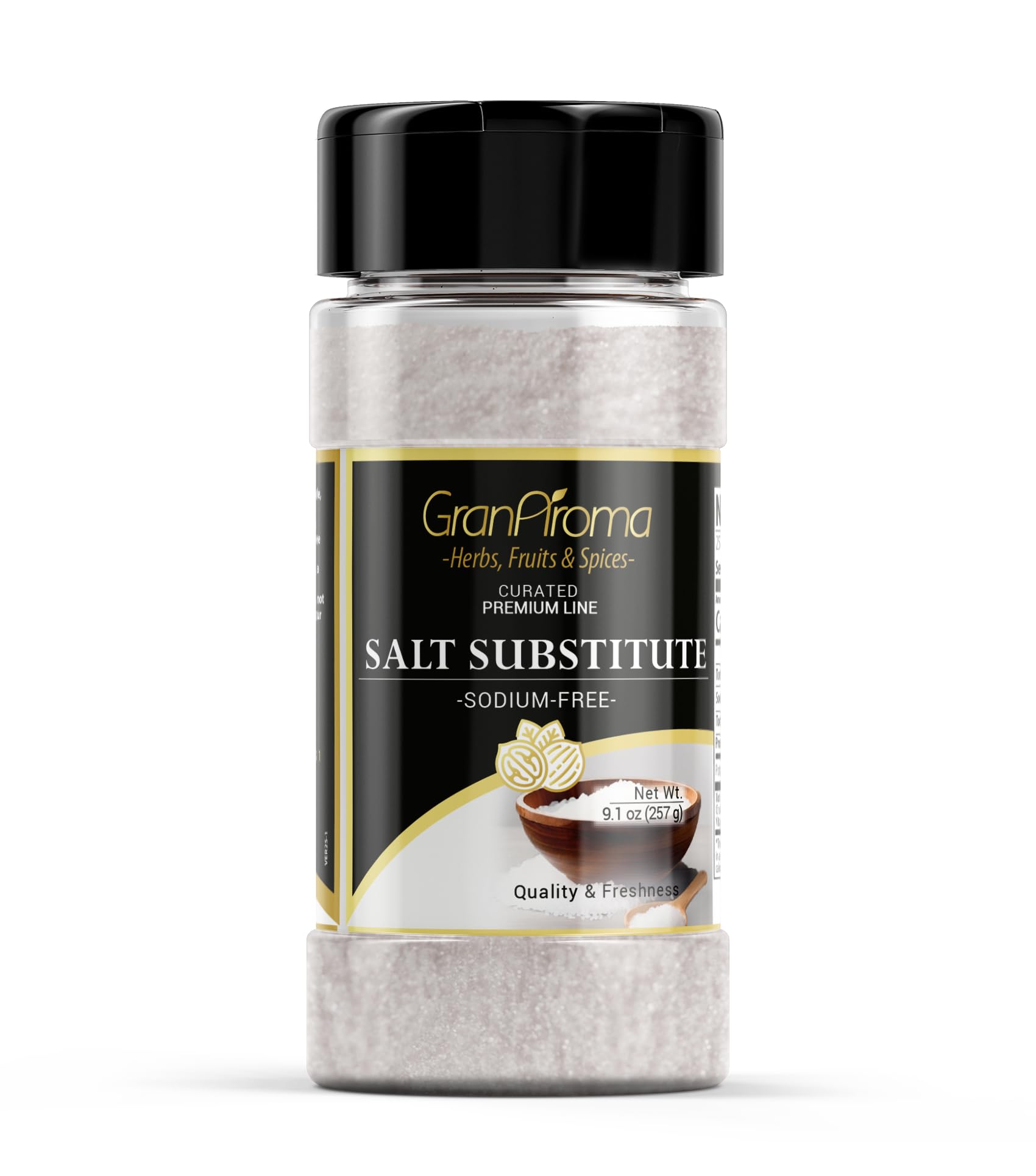 GranAroma Sodium-Free Salt Substitute, 9.1 oz, Potassium Chloride, Salty Taste, Sodium-Free