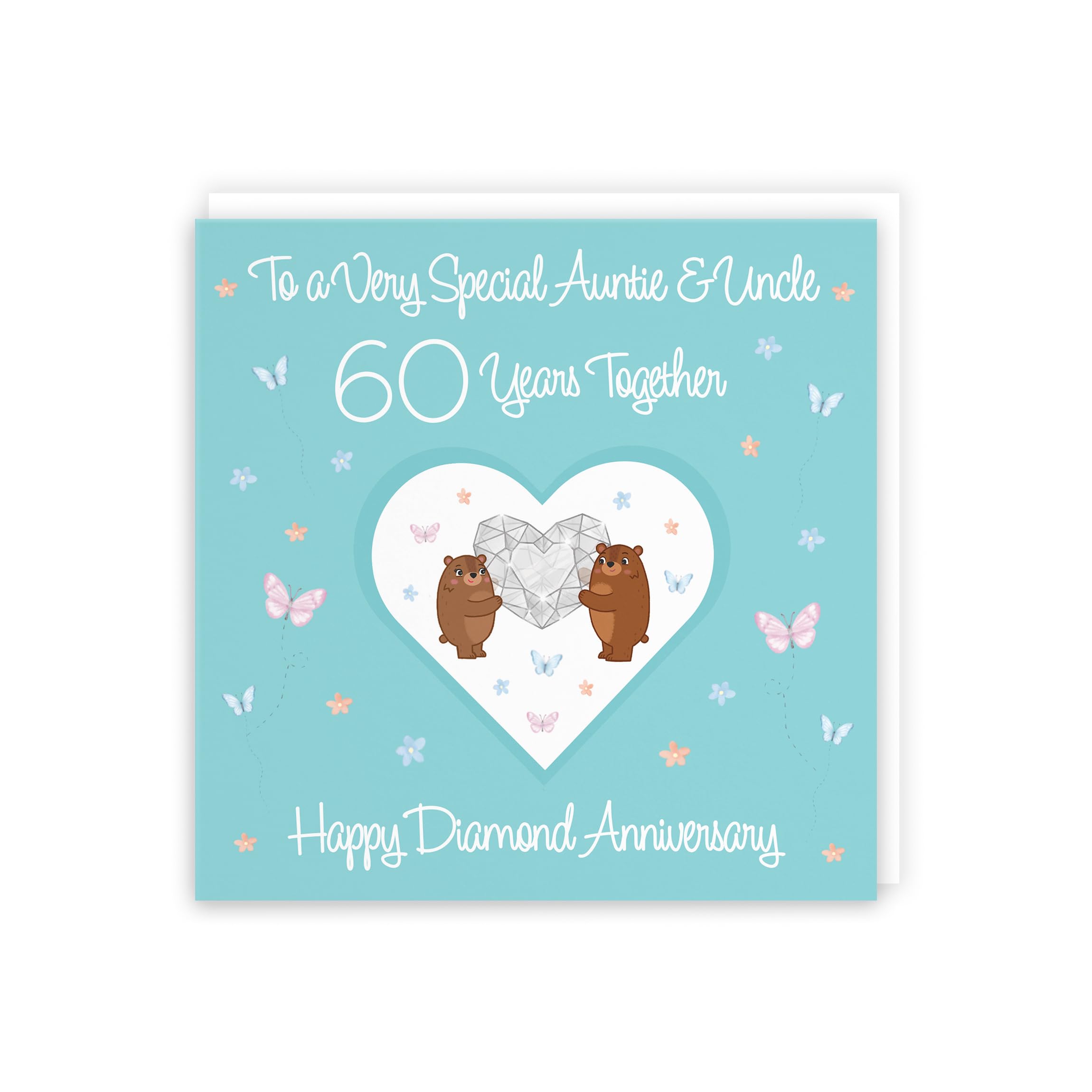 Hunts England, Auntie & Uncle 60th Anniversary Card, 60 Years, Diamond Anniversary, Romantic Meadows, Fun Card - Image 3