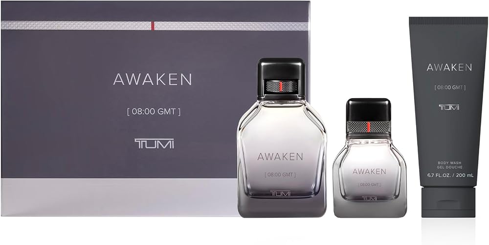 TUMI Awaken [08:00 GMT], 오 드 퍼퓸 & 바디 워시 선물 세트 — 사진 1