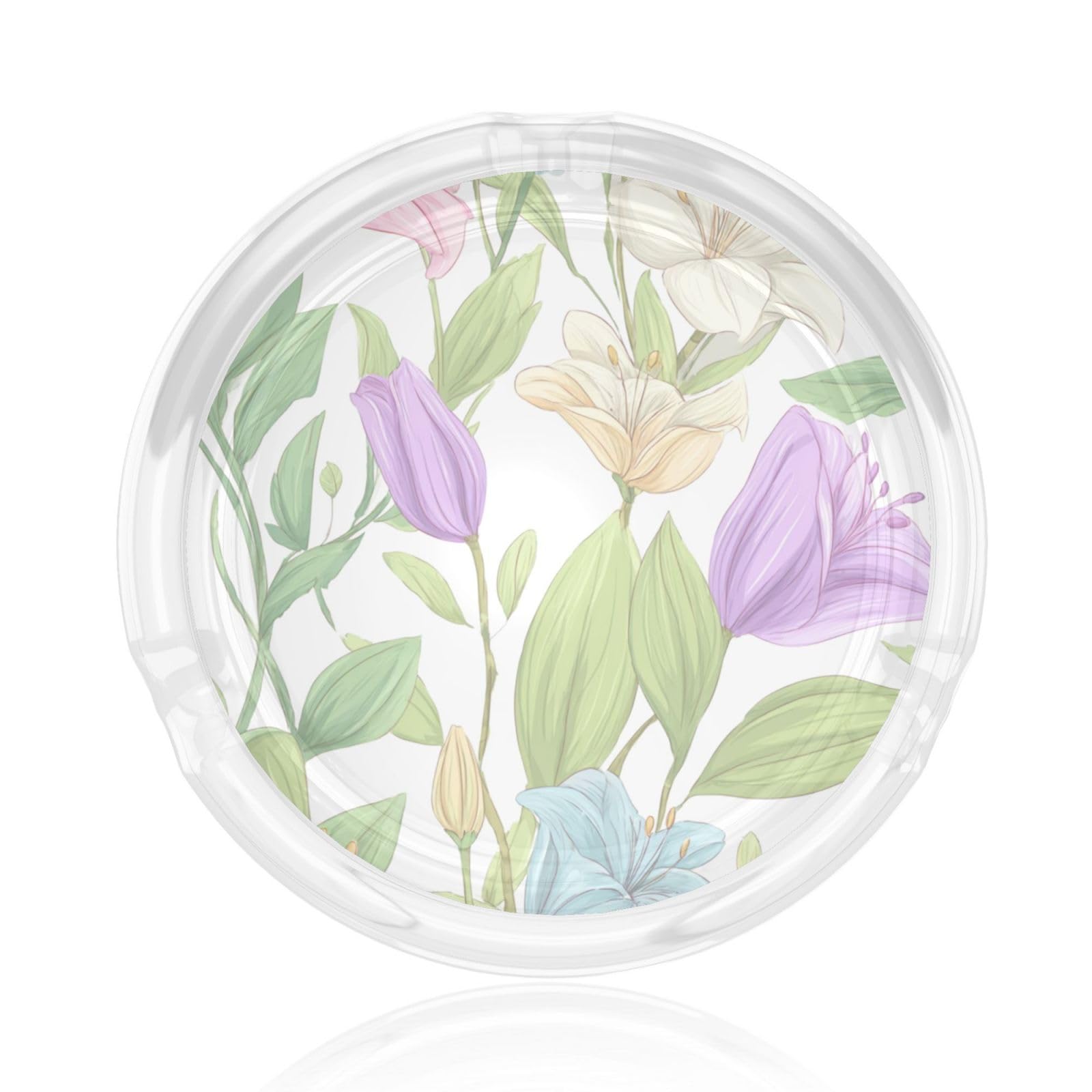 Pastel WildflowersLily Glass Ashtray For Cigarettes Ash Trays Case For Home Office Decor