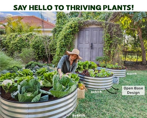 Galvanized Raised Garden Beds Outdoor // 8×4×1 ft Planter Raised Beds for Gardening, Vegetables, Flowers // Large Metal Garden Box (Silver) // Patented Tool-Free Design