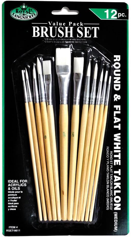 Royal And Langnickel RCC 307 Crafter's Choice Flat Taklon Variety Brush Set - White