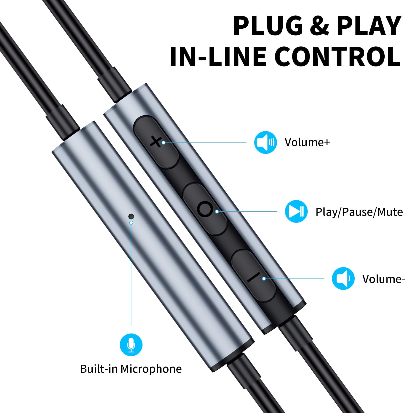 Cuffie PC con Cavo per Laptop,Leggere USB Auricolari con Microfono con Cancellazione del Rumore Funzione Silenziosa Controllo Audio,Magnetico Auricolare Gaming per Ufficio Trasmissione dal Vivo PS 4 5