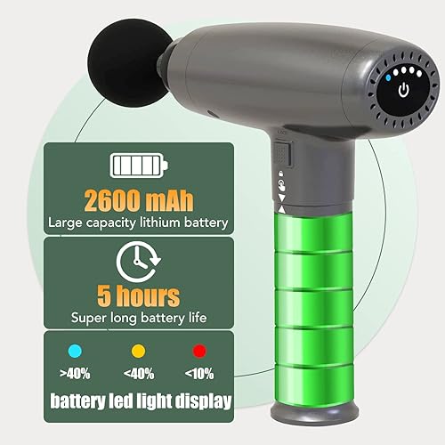 Miniatura 6 de Pistola de masaje, pistola de terapia muscular, pistola masajeadora de tejido profundo de mano con 5 velocidades ajustables, masajeador de espalda